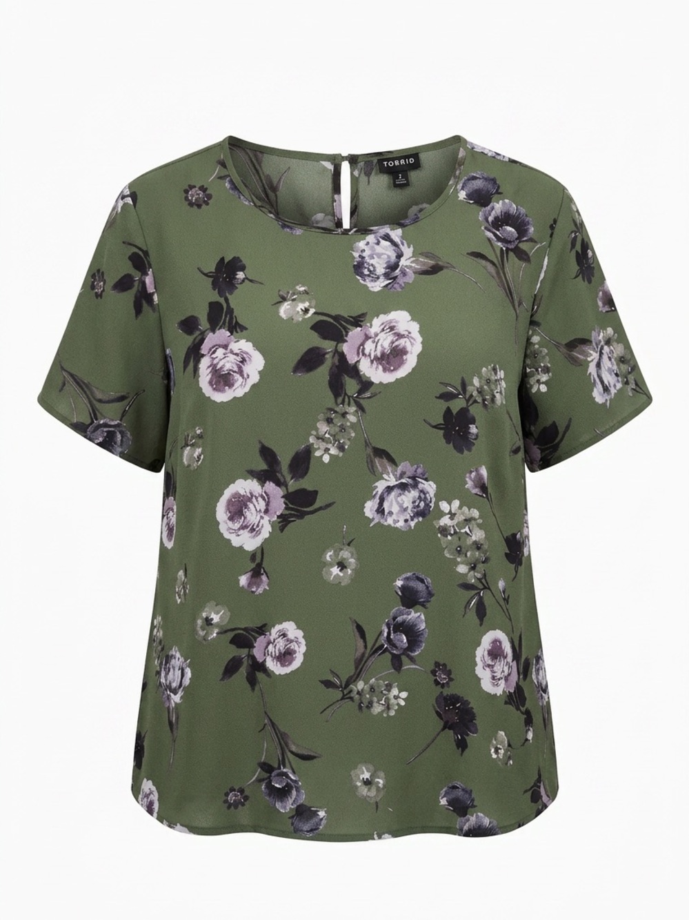 Torrid Olive Green Floral Chiffon Blouse Top Size 2X